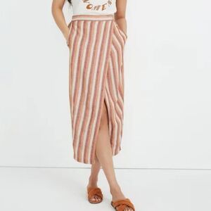 NWT Madewell Linen Strip Pull On Wrap Skirt